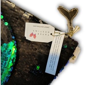 Mermaid Sequin Cosmetic Bag Black & Green